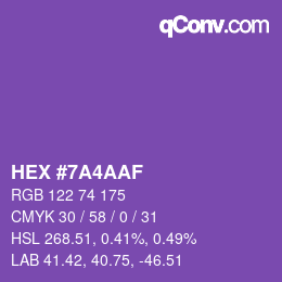Farbcode: HEX #7A4AAF | qconv.com