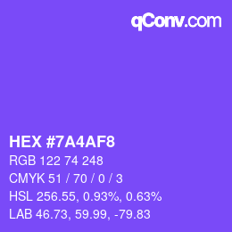 Color code: HEX #7A4AF8 | qconv.com