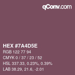 Color code: HEX #7A4D5E | qconv.com