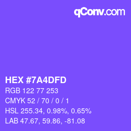 カラーコード: HEX #7A4DFD | qconv.com