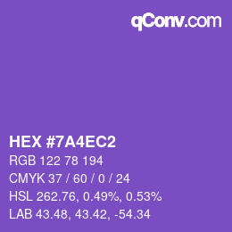カラーコード: HEX #7A4EC2 | qconv.com