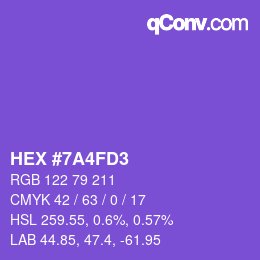カラーコード: HEX #7A4FD3 | qconv.com