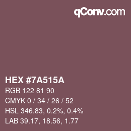 Color code: HEX #7A515A | qconv.com