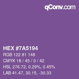 Color code: HEX #7A5194 | qconv.com