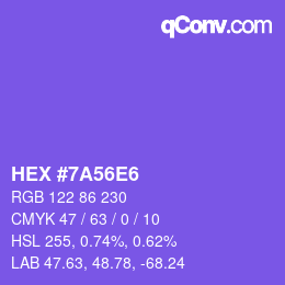 Color code: HEX #7A56E6 | qconv.com