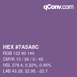 Farbcode: HEX #7A5A8C | qconv.com