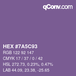 Color code: HEX #7A5C93 | qconv.com