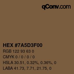 Color code: HEX #7A5D3F00 | qconv.com