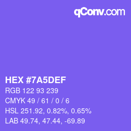 Código de color: HEX #7A5DEF | qconv.com