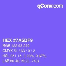 Color code: HEX #7A5DF9 | qconv.com