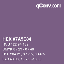 Color code: HEX #7A5E84 | qconv.com