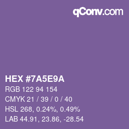 Color code: HEX #7A5E9A | qconv.com