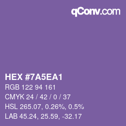 Farbcode: HEX #7A5EA1 | qconv.com