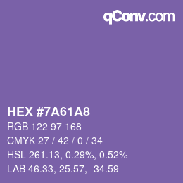 Color code: HEX #7A61A8 | qconv.com