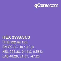 Color code: HEX #7A63C3 | qconv.com