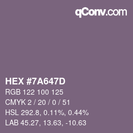 Código de color: HEX #7A647D | qconv.com