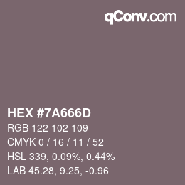 カラーコード: HEX #7A666D | qconv.com