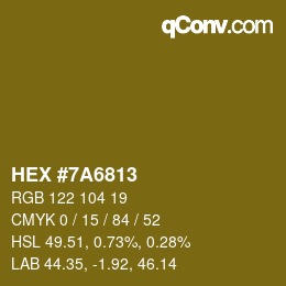 カラーコード: HEX #7A6813 | qconv.com