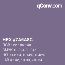 Color code: HEX #7A6A8C | qconv.com