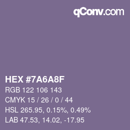 カラーコード: HEX #7A6A8F | qconv.com