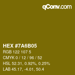 Color code: HEX #7A6B05 | qconv.com
