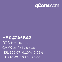カラーコード: HEX #7A6BA3 | qconv.com