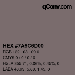 Código de color: HEX #7A6C6D00 | qconv.com