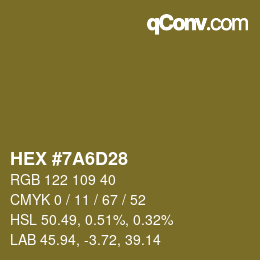 Color code: HEX #7A6D28 | qconv.com