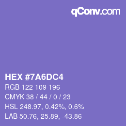 Color code: HEX #7A6DC4 | qconv.com