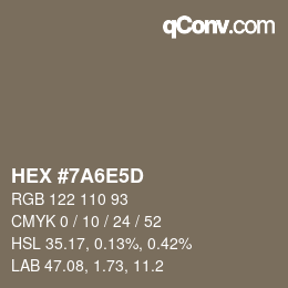 颜色代码: HEX #7A6E5D | qconv.com