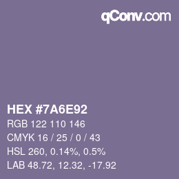 Color code: HEX #7A6E92 | qconv.com