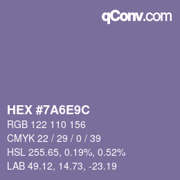 Color code: HEX #7A6E9C | qconv.com