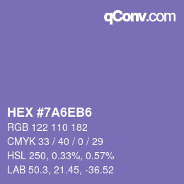 Color code: HEX #7A6EB6 | qconv.com
