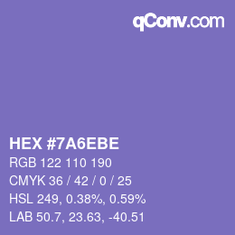 Color code: HEX #7A6EBE | qconv.com