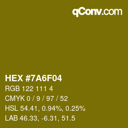 颜色代码: HEX #7A6F04 | qconv.com