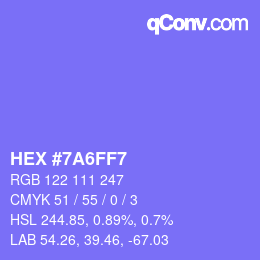 Color code: HEX #7A6FF7 | qconv.com
