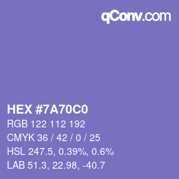 Color code: HEX #7A70C0 | qconv.com