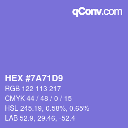 Color code: HEX #7A71D9 | qconv.com
