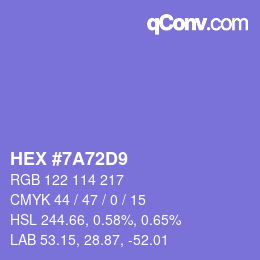 Color code: HEX #7A72D9 | qconv.com