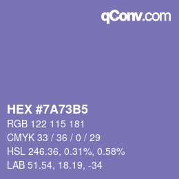 颜色代码: HEX #7A73B5 | qconv.com