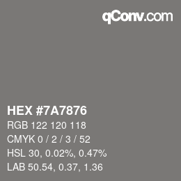 Color code: HEX #7A7876 | qconv.com