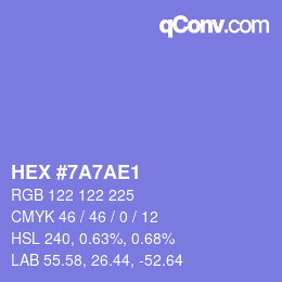 颜色代码: HEX #7A7AE1 | qconv.com