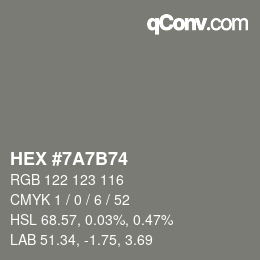 Color code: HEX #7A7B74 | qconv.com