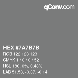 颜色代码: HEX #7A7B7B | qconv.com