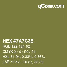 カラーコード: HEX #7A7C3E | qconv.com
