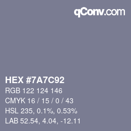 Código de color: HEX #7A7C92 | qconv.com