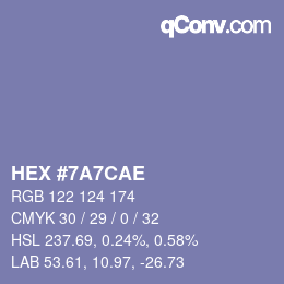 Farbcode: HEX #7A7CAE | qconv.com