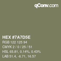 Color code: HEX #7A7D5E | qconv.com