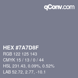 Farbcode: HEX #7A7D8F | qconv.com