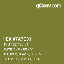 Color code: HEX #7A7E33 | qconv.com
